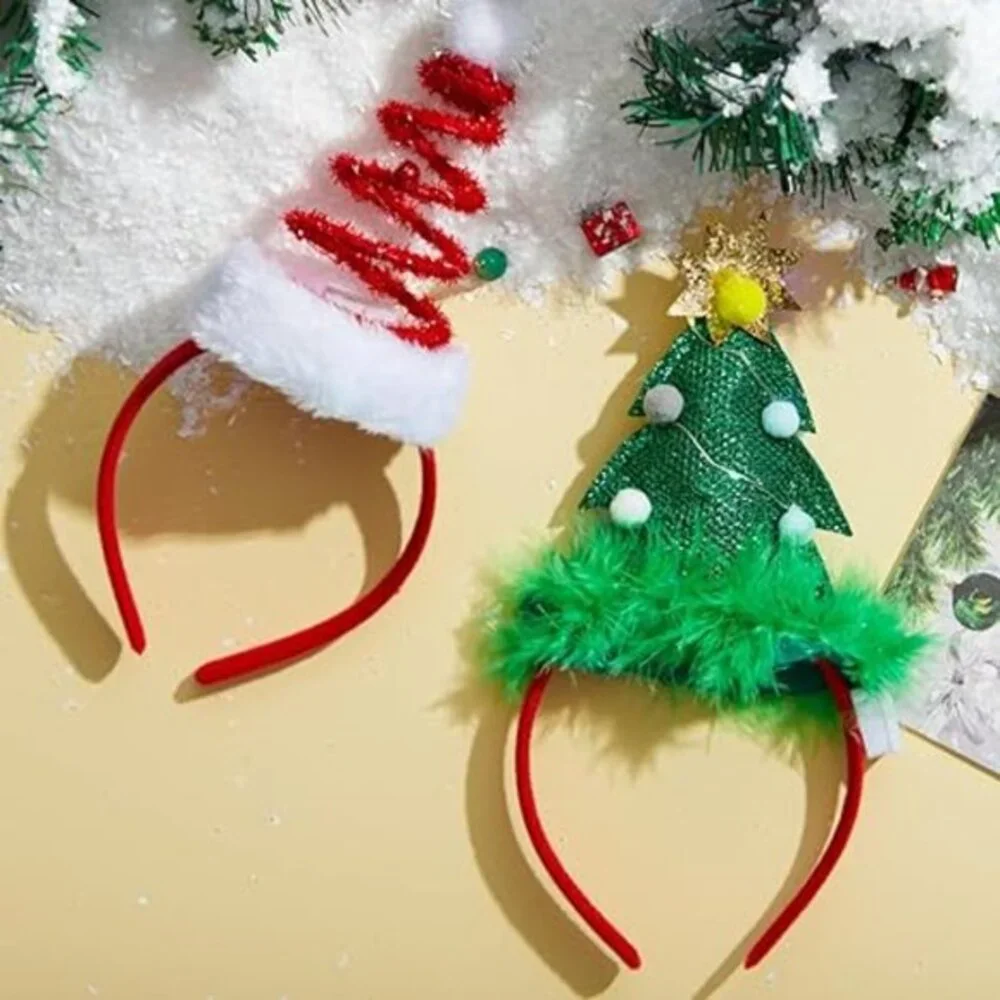2 Pcs Lighted Christmas Headbands with LED lights‎ in Springy Santa Hat& Christm